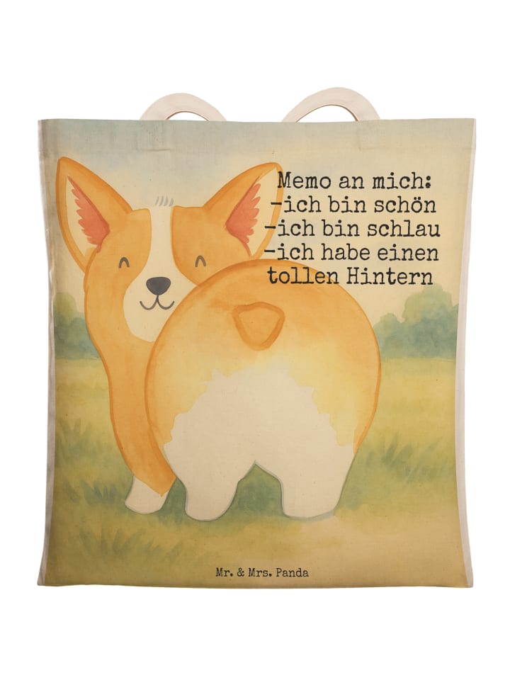 

Сумка-шоппер Corgi Po Design с надписью белого цвета Mr. & Mrs. Panda