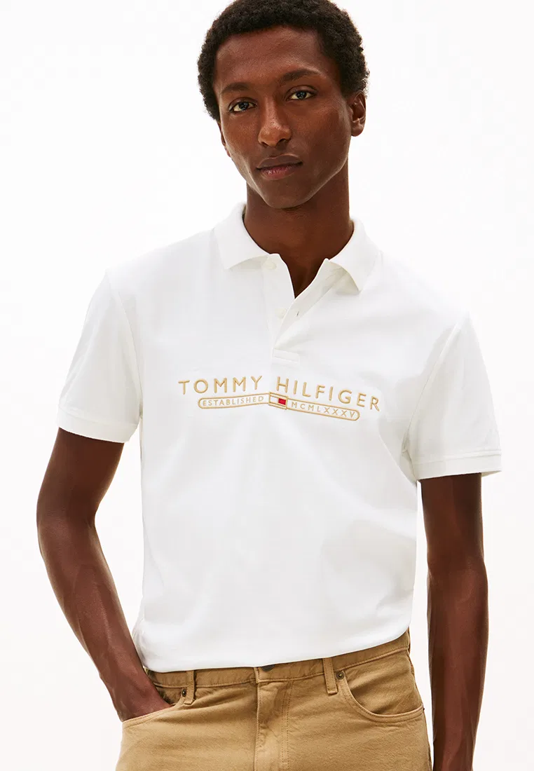 Рубашка поло Icon Lux Interlock - TH Mainline Tommy Hilfiger, экрю