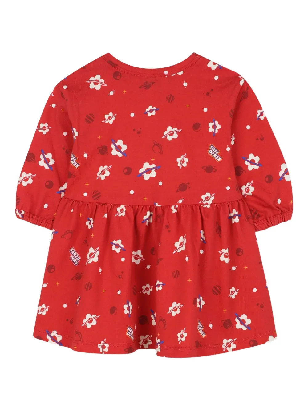Платье с оборками и цветочным принтом Kenzo Kids, красный — фото 2