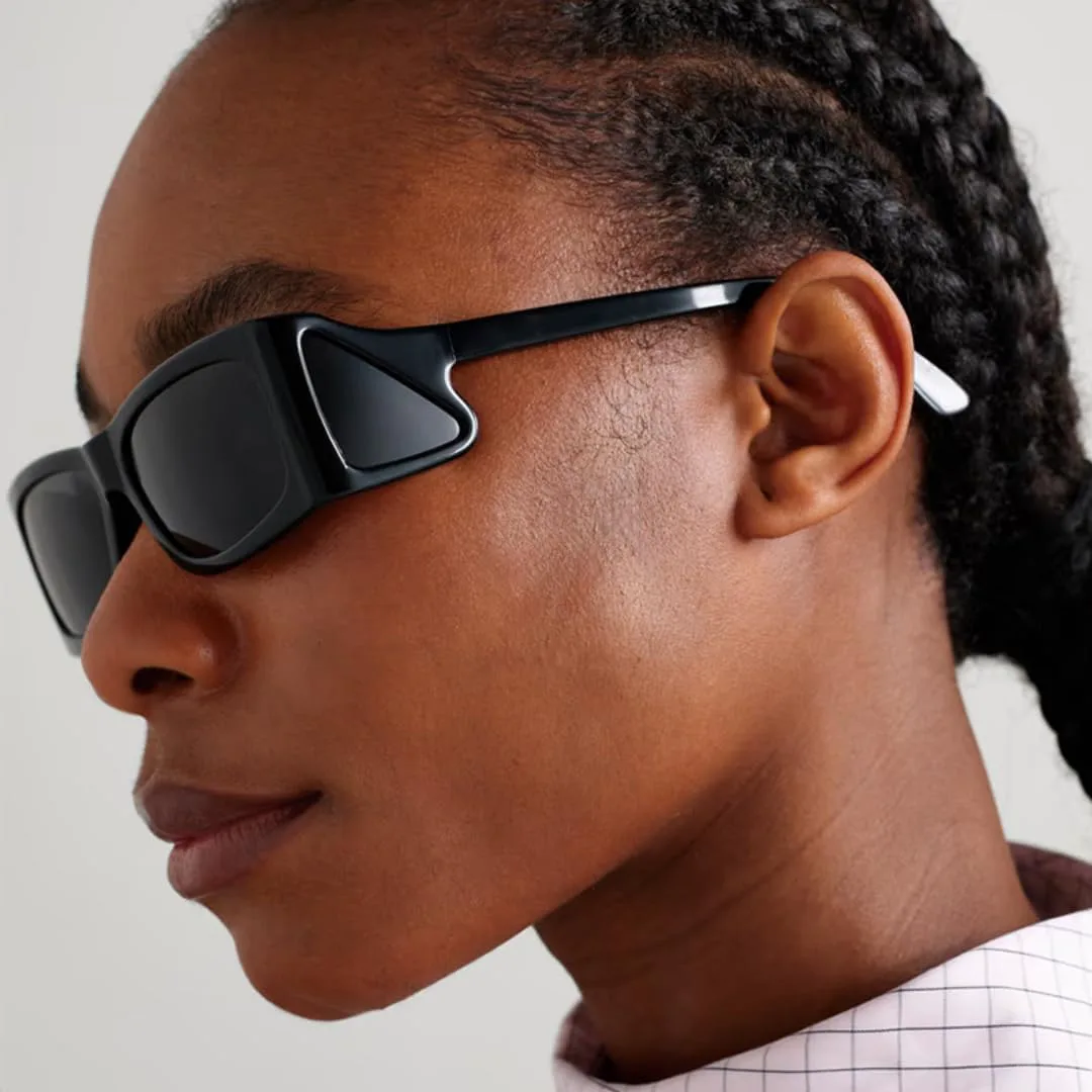 

Винтажные прямоугольные солнцезащитные очки для женщин и мужчин, панк-стиль, треугольная оправа, роскошные очки с защитой от УФ-излучения UV400 HHZZYVY, Brown Blue