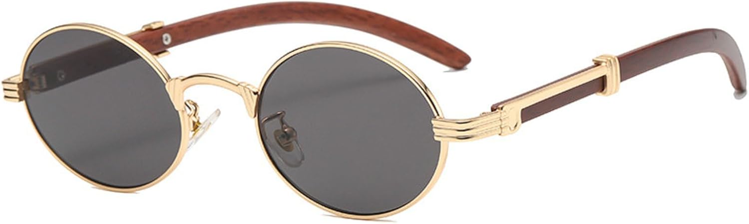 

Солнцезащитные очки в стиле панк, маленькие овальные, 2024 год, для женщин и мужчин, с металлическим градиентом, синие, прозрачные, модные, популярные, деревянные mincl, Gold Gray