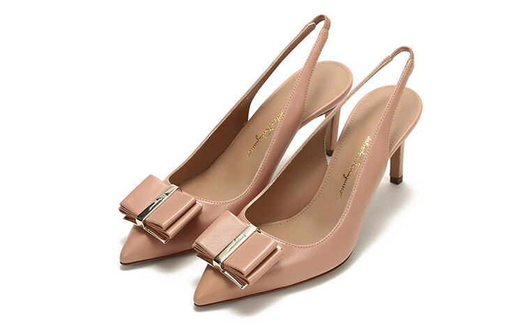 Туфли на высоком каблуке женские дымчато-розовые Ferragamo — фото 3