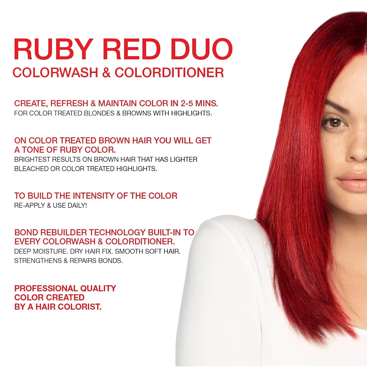 Celeb Luxury Intense Color Depositing Colorwash шампунь + BondFix восстановитель, веганская краска для волос, на основе растений, полуперманентный цвет, наборы Viral и Gem Lites, Ruby Red — фото 2