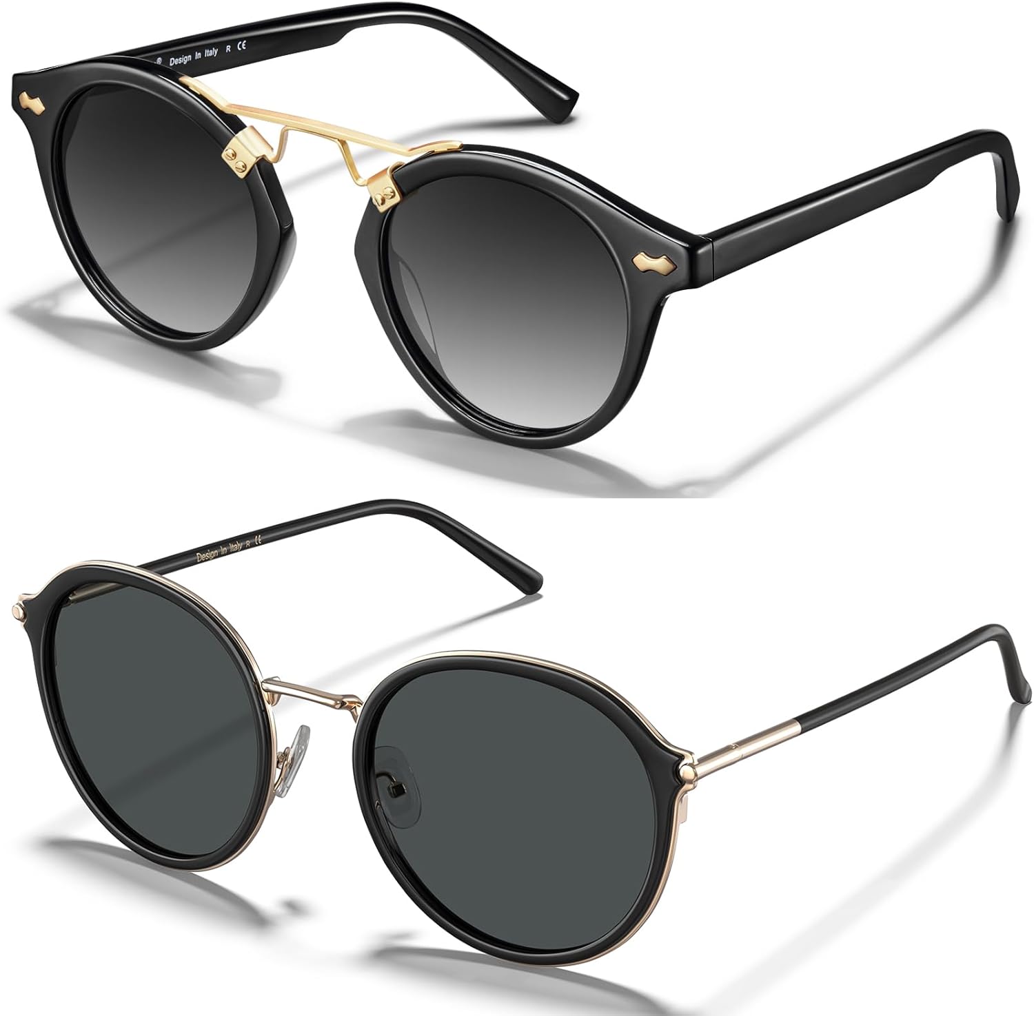 

Солнцезащитные очки CARFIA Retro Acetate с поляризацией, защита от УФ-излучения, модные круглые солнцезащитные очки с металлическими оправами. CARFIA Retro Acetate Женские солнцезащитные очки 5395C01Новые+3233C05