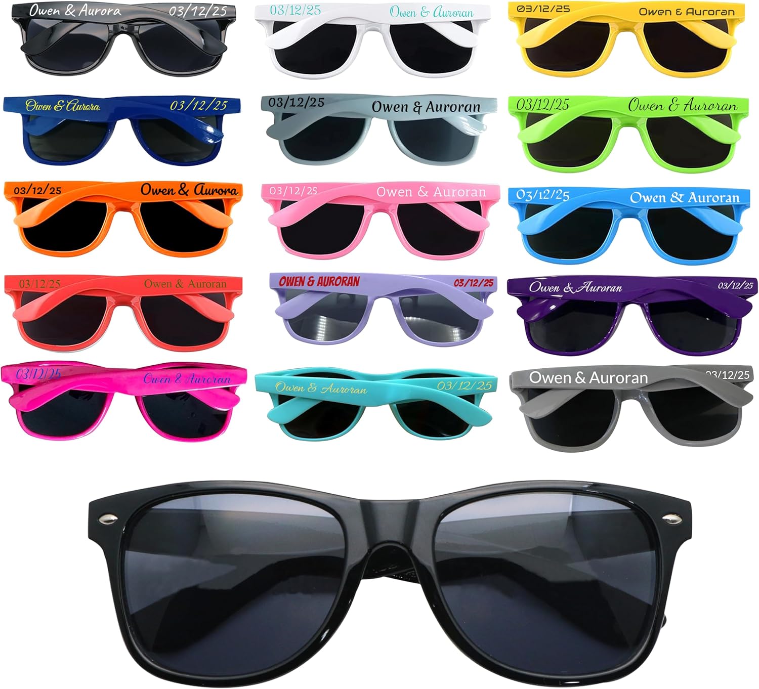 

Персонализированные праздничные очки, разноцветные тематические солнцезащитные очки, подарок для вечеринки, легкие солнцезащитные очки с нанесенным логотипом DFDG, Black