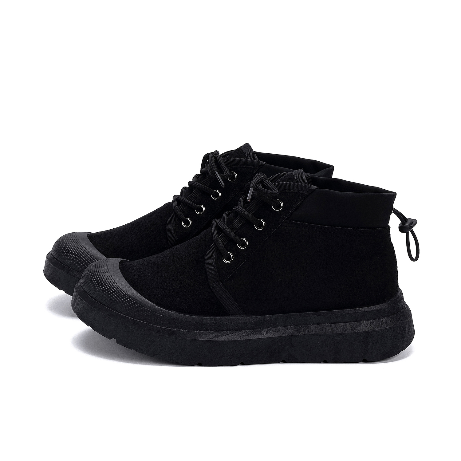 HUANQIU Мужские зимние ботинки Snow Boots на высокой подошве, увеличивающие рост на 10 см, из искусственной кожи и текстиля, черные — фото 3