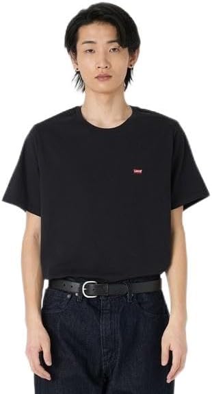 

Мужская хлопковая футболка Levi's с круглым вырезом, свободным кроем и коротким рукавом, черный