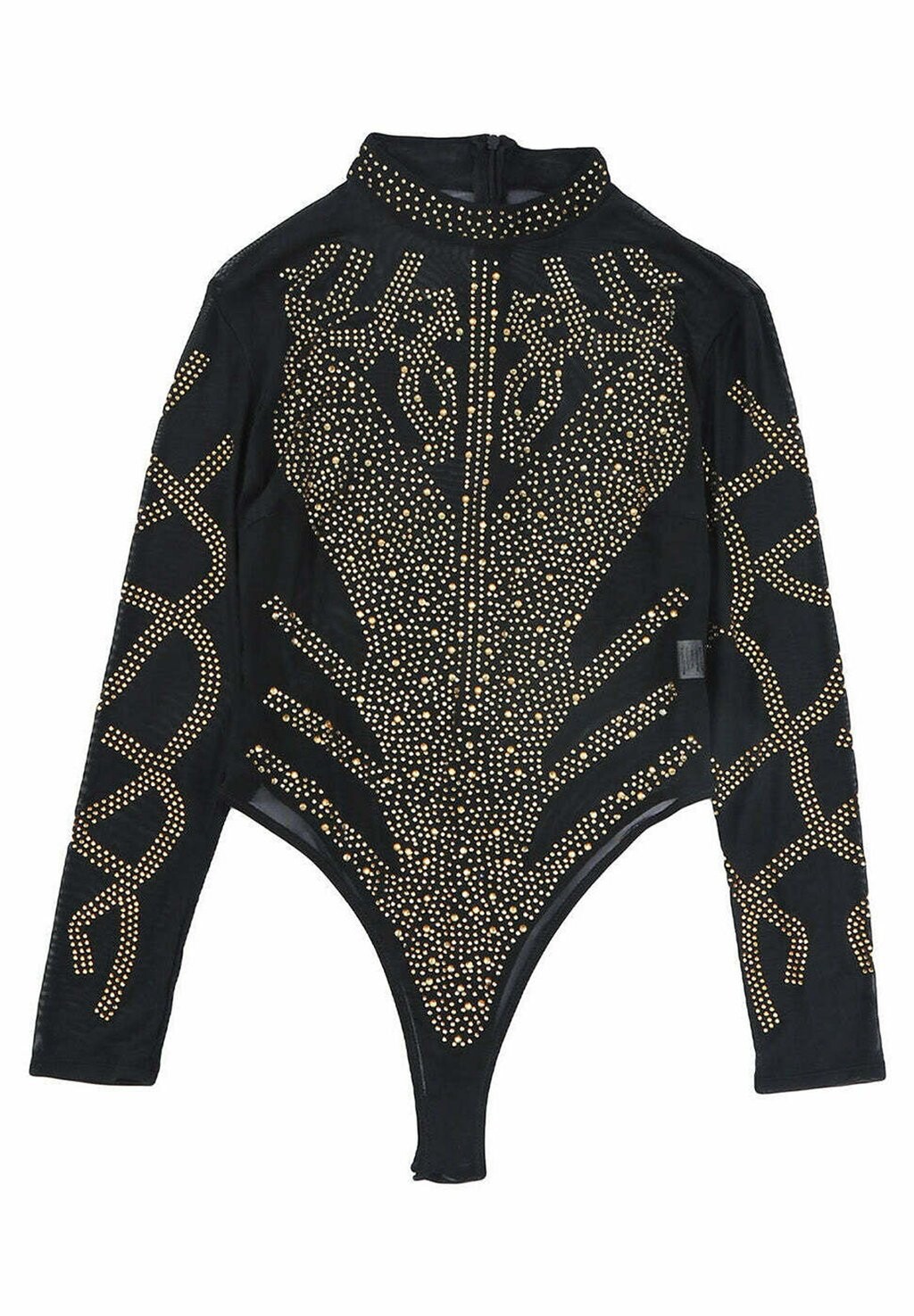 

Боди Langarmbody mit Glitzer Strasssteinen Organza Lingerie, черный