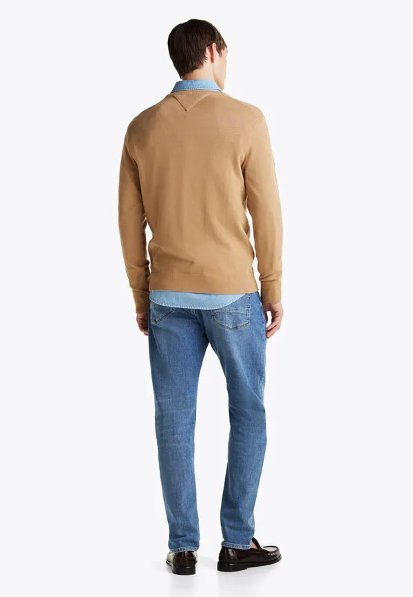 Свитер с круглым вырезом и вышивкой флага Tommy Hilfiger, Safari Canvas — фото 3