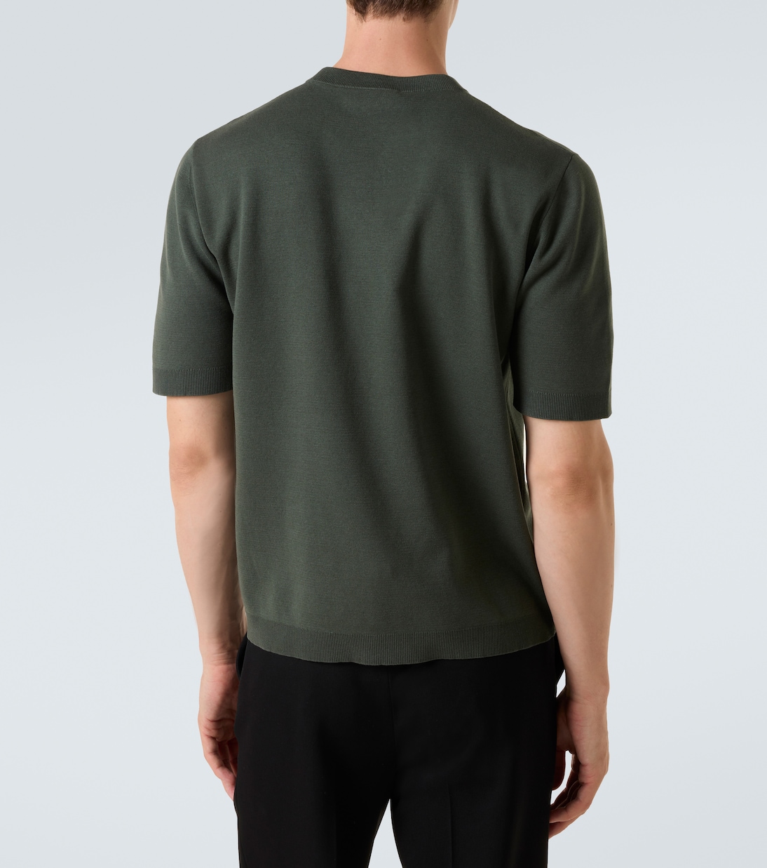 Шелковая и хлопковая футболка с логотипом Gucci, Military Green/White — фото 4