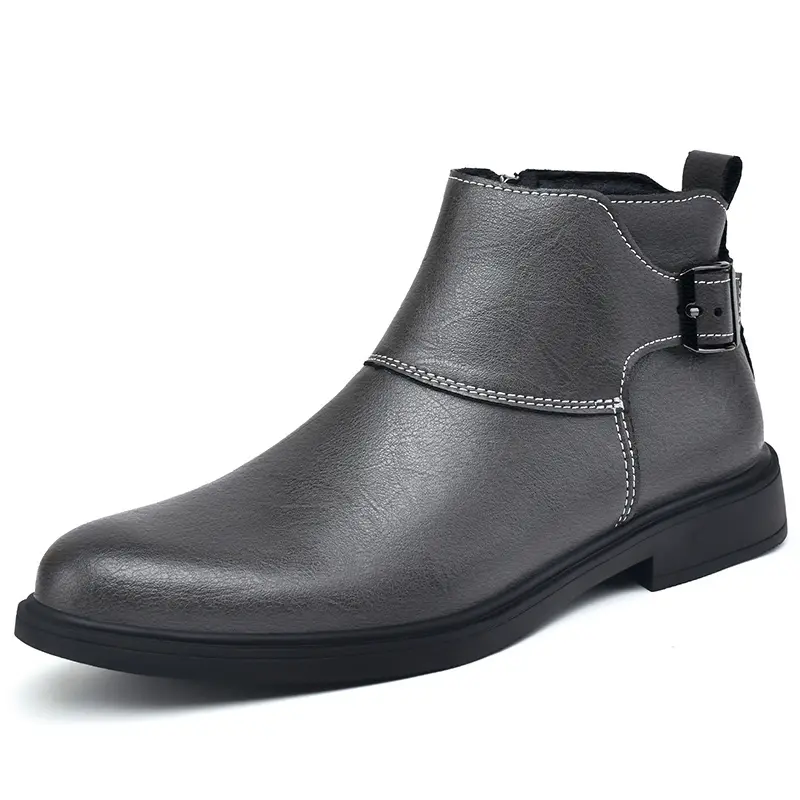 

XIMO BULL Мужские черно-серые зимние ботинки с меховой подкладкой, цвет Gray Fleece-Lined