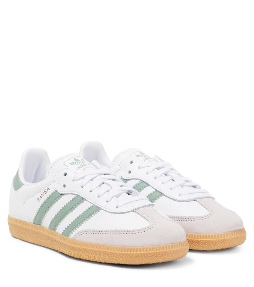 

Кожаные кроссовки Samba OG Adidas Originals Kids, Ftwr White/Silver Green/Gum 3