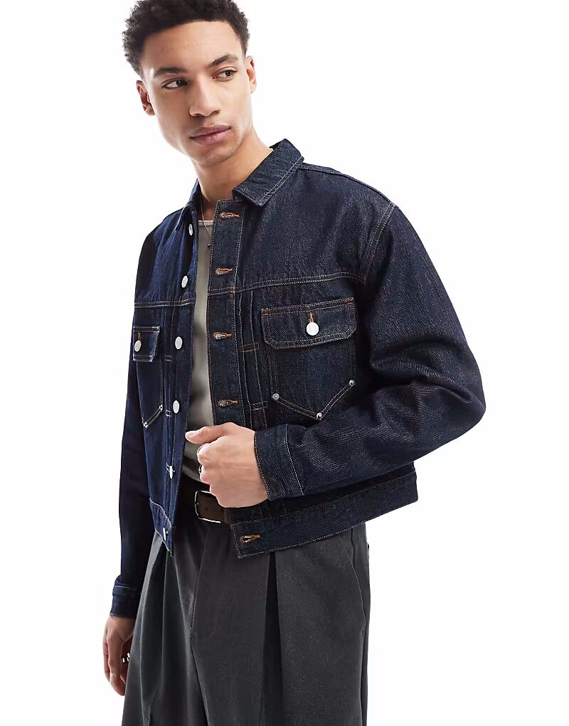 

Куртка джинсовая рабочая Cotton On в цвете «затвор-синяя» Cotton:On