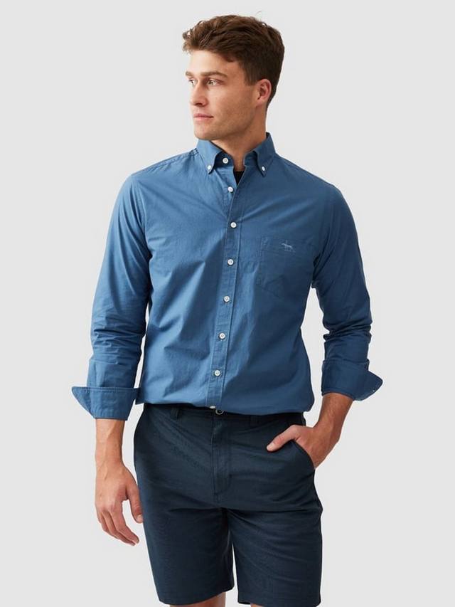 

Хлопковая рубашка Hendrick Poplin Slim Fit с длинными рукавами Rodd & Gunn, Bluejay