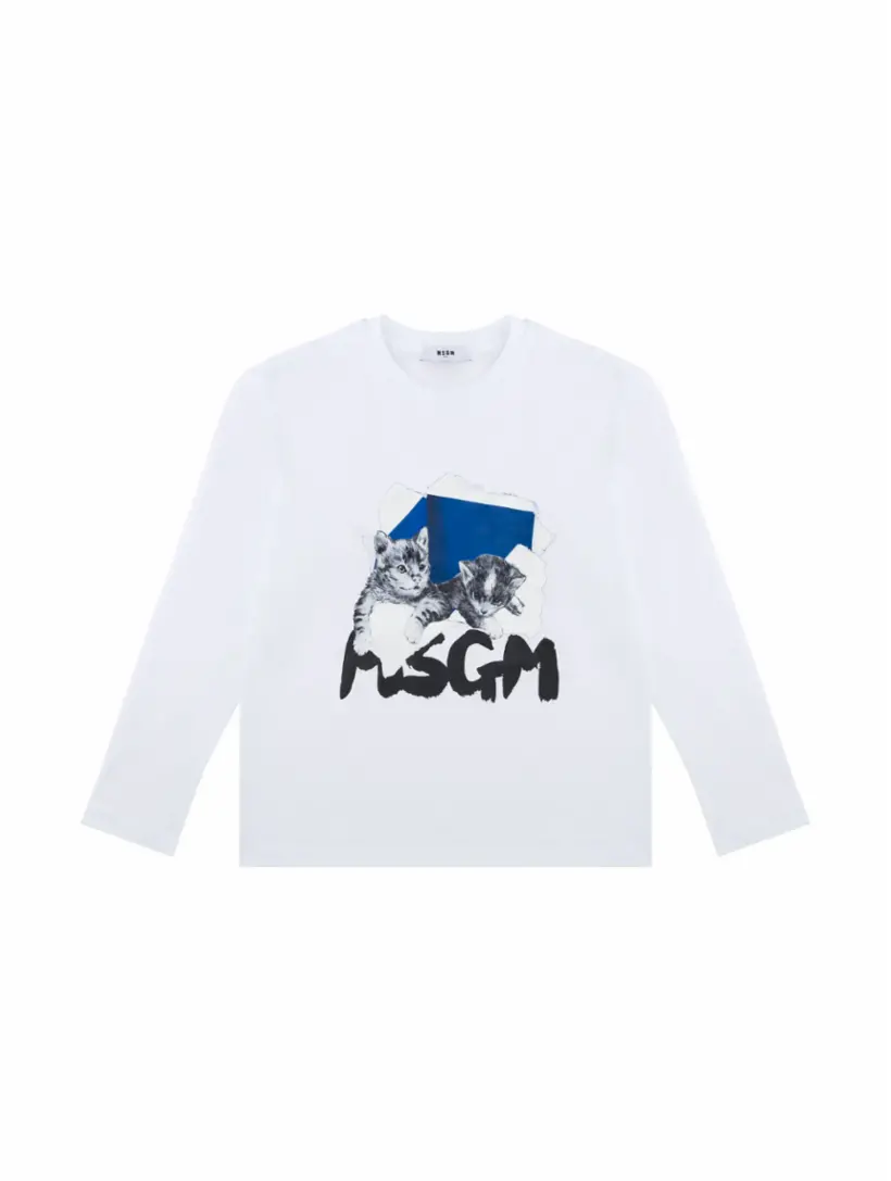 

Хлопковый лонгслив с принтом MSGM, белый