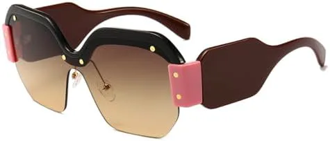 

2027 Женские винтажные солнцезащитные очки без оправы, большие, с широкой оправой, мужские ретро-очки, женские очки с защитой от УФ-излучения UV400 MTZJH, Tea