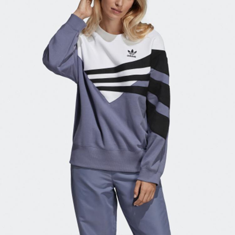 Свитшот Trefoil женский индиго/белый/черный Adidas Originals, индиго/белый/черный — фото 3