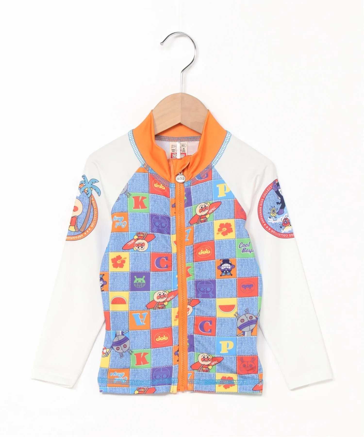 Детская коллекция ANPANMAN / (K) Джинсовая футболка-рашгард в клетку Anpanman Kids Collection, blue — фото 2