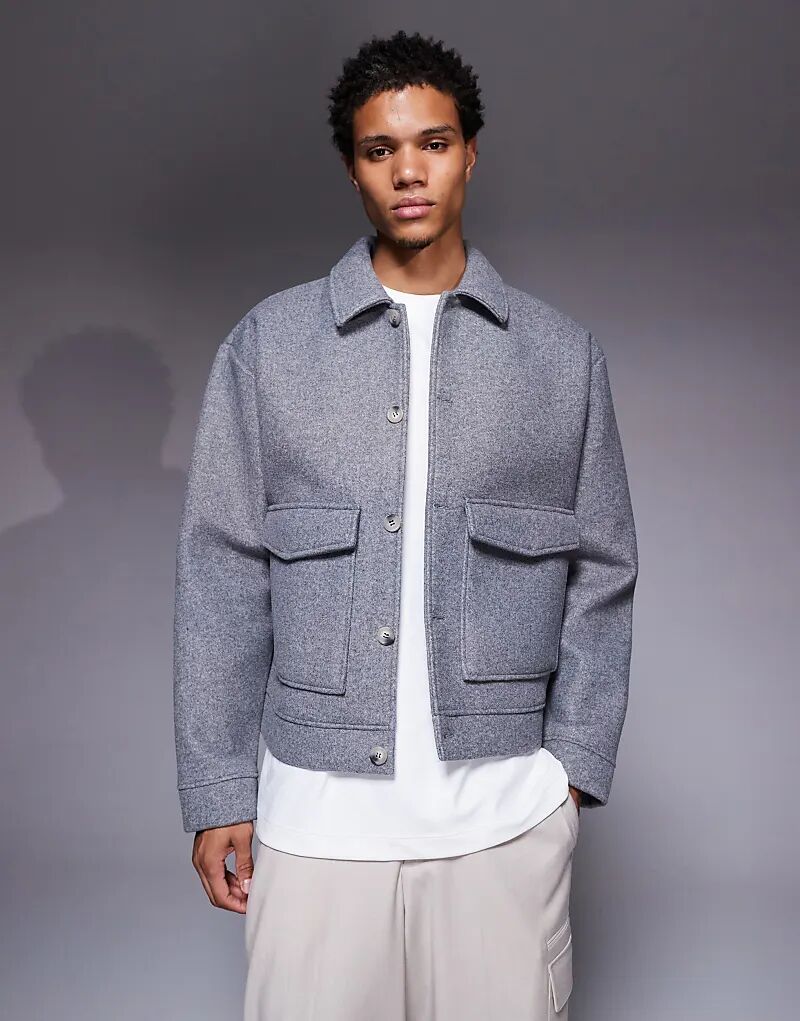 

Свободная фетровая куртка свободного кроя ASOS DESIGN серого цвета