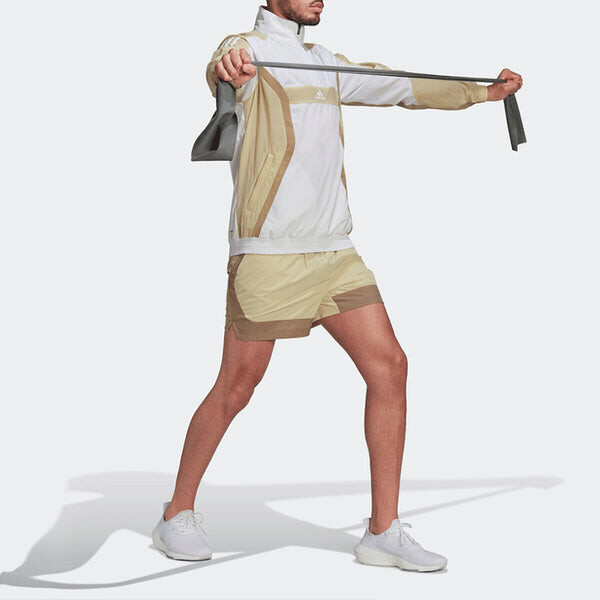 Куртка adidas Training logo Sports Half Zipper Colorblock Stand Collar Jacket White, белый — фото 3