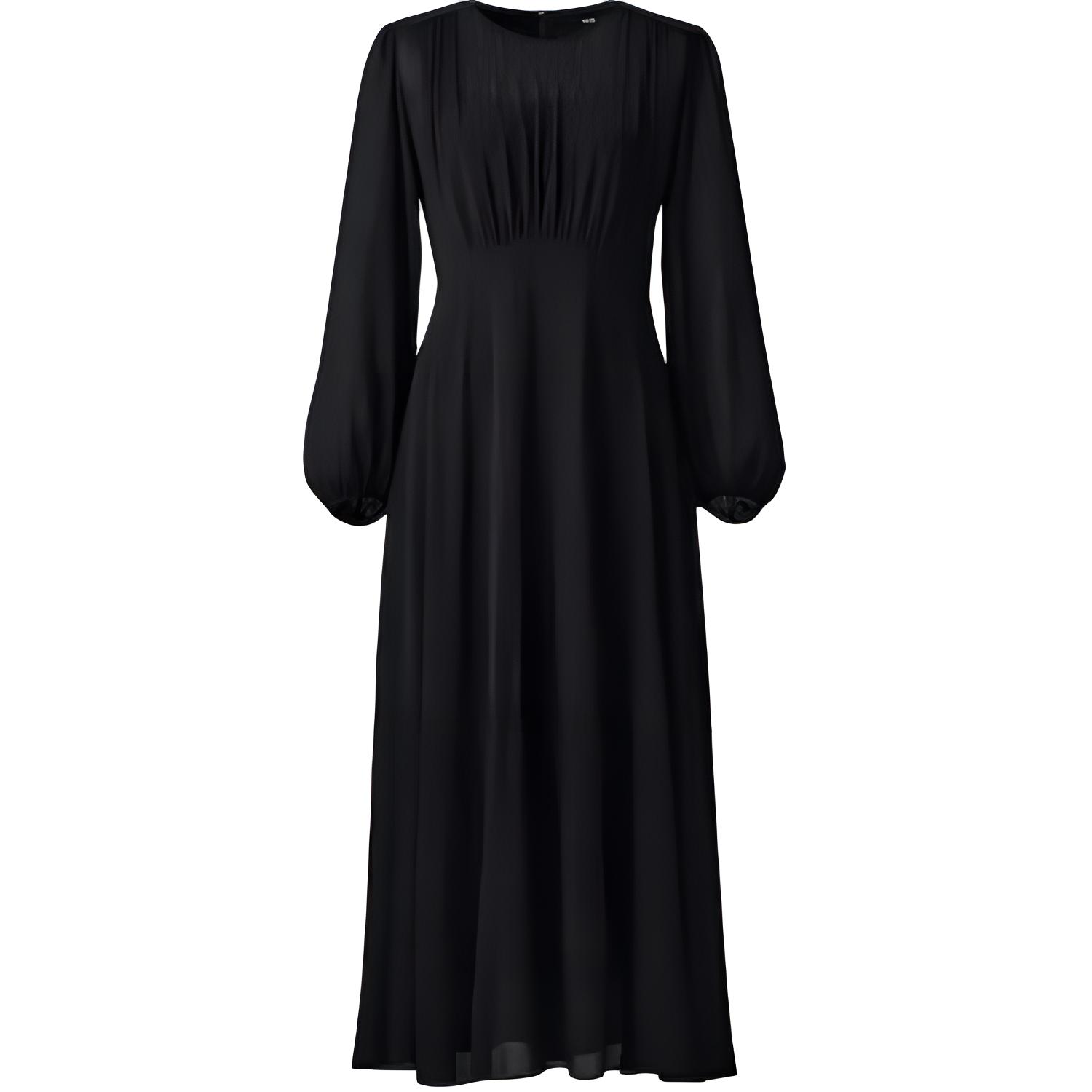 

Женское длинное платье с рукавами черное UNIQLO