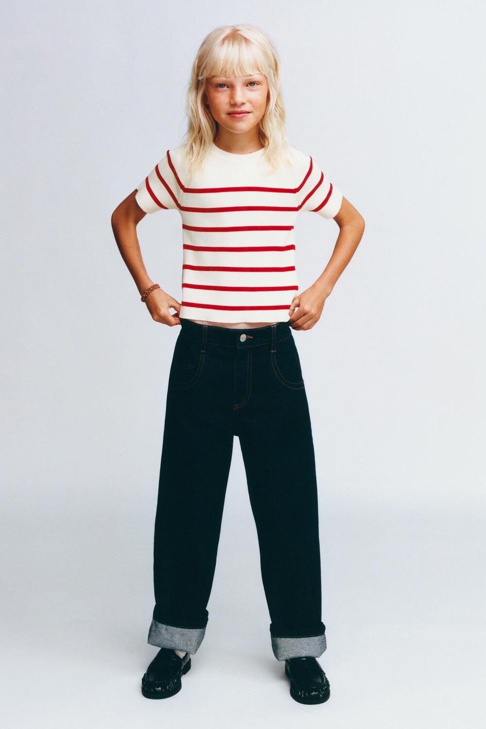 

Топ из рифленой ткани в полоску ZARA, красный