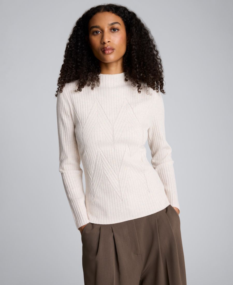 

Женский свитер с длинными рукавами и узором шеврон большого размера Kenneth Cole, Almond Milk