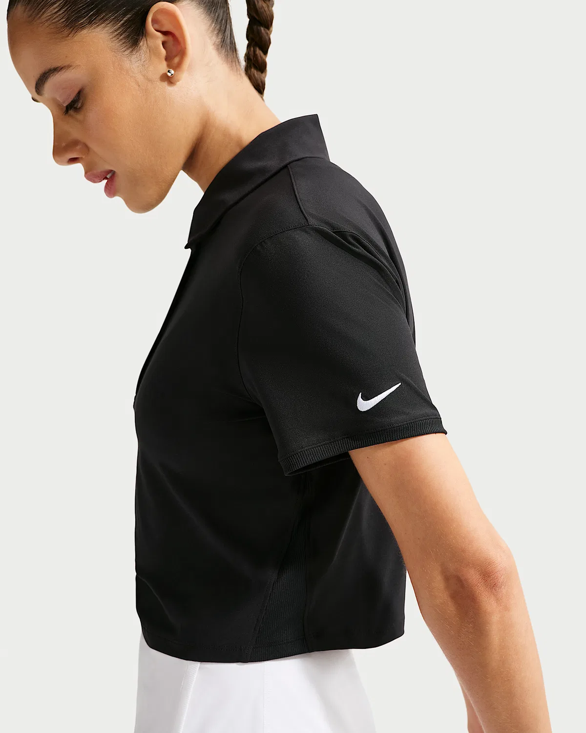 Женское поло Nike Victory Dri-FIT с коротким рукавом и укороченным кроем, Black/White — фото 2