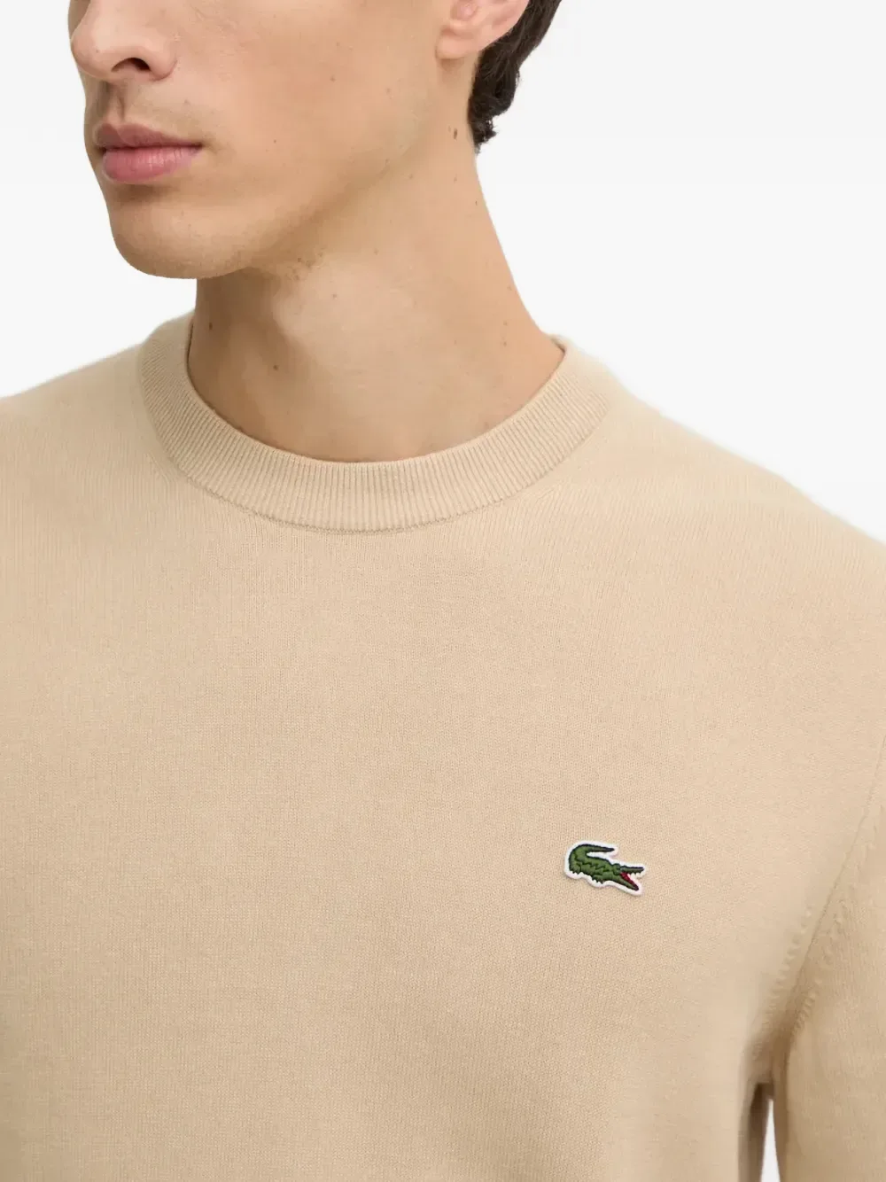 Свитер с круглым вырезом Lacoste, бежевый — фото 4