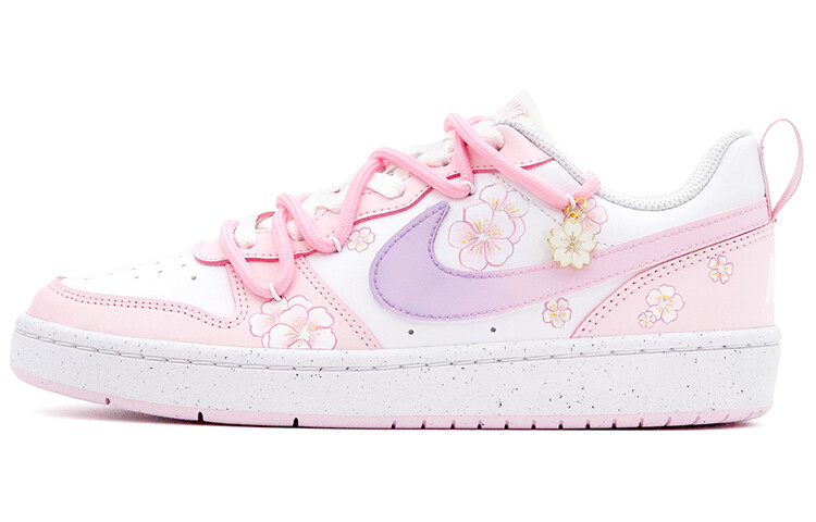 

Кроссовки Nike Court Borough Skateboarding Shoes Women's Low-top White/Pink/Purple, розовый