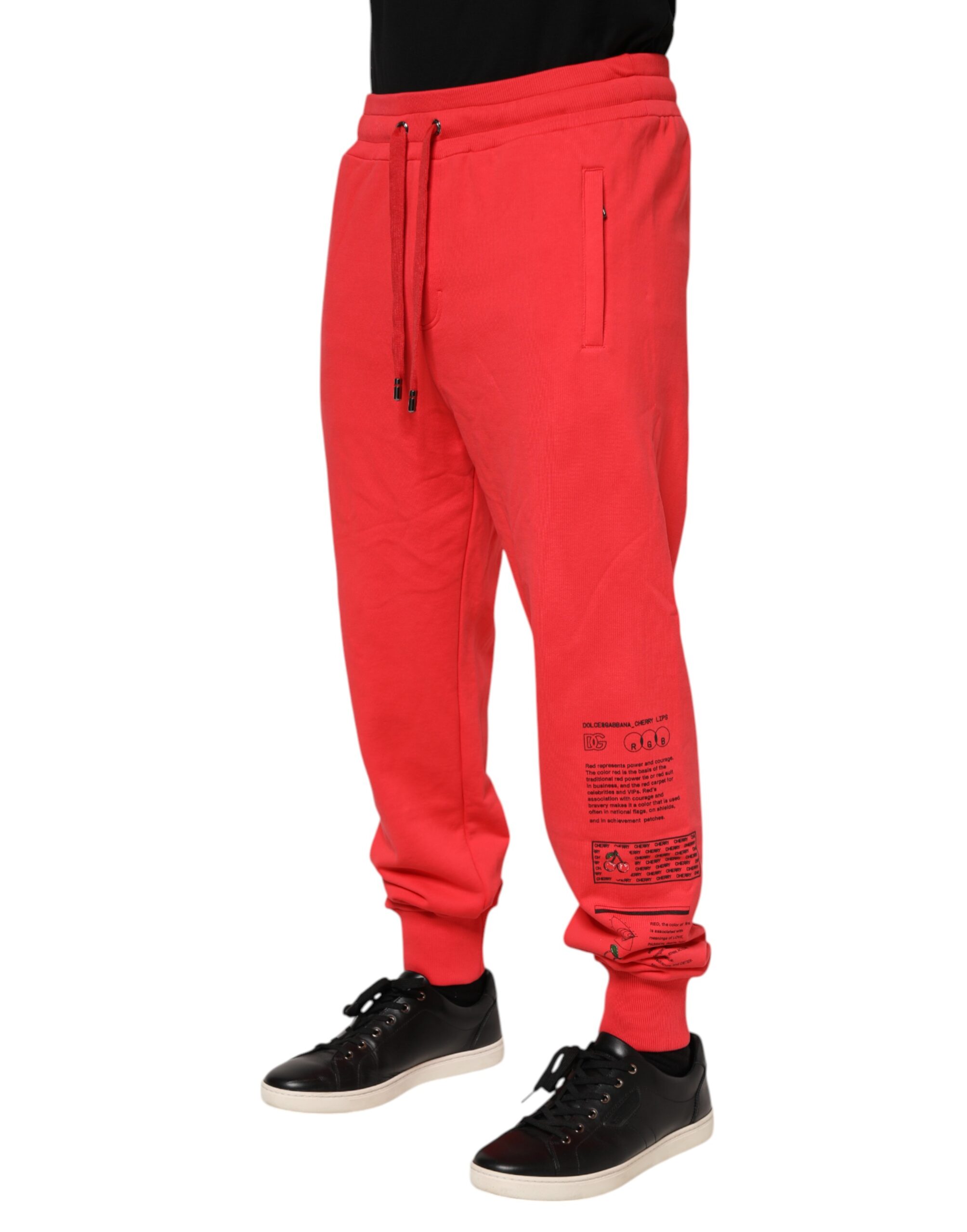 Красные хлопковые мужские спортивные штаны Jogger Dolce & Gabbana, красный — фото 2