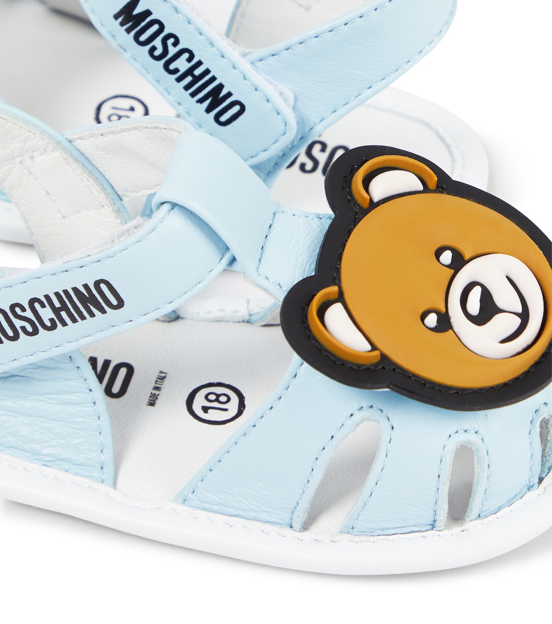Кожаные сандалии Baby Teddy Bear Moschino Kids, синий — фото 4
