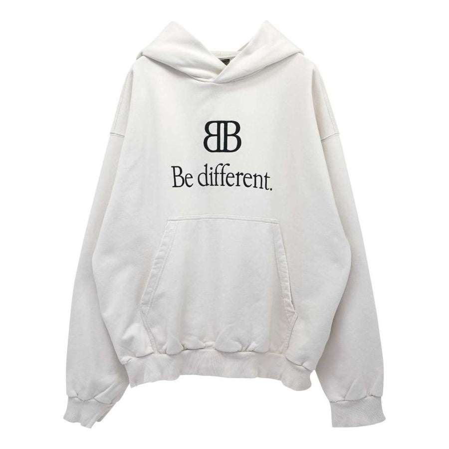 

Худи Balenciaga BB Be Different Popover Hoodie 'Ecru Black', белый