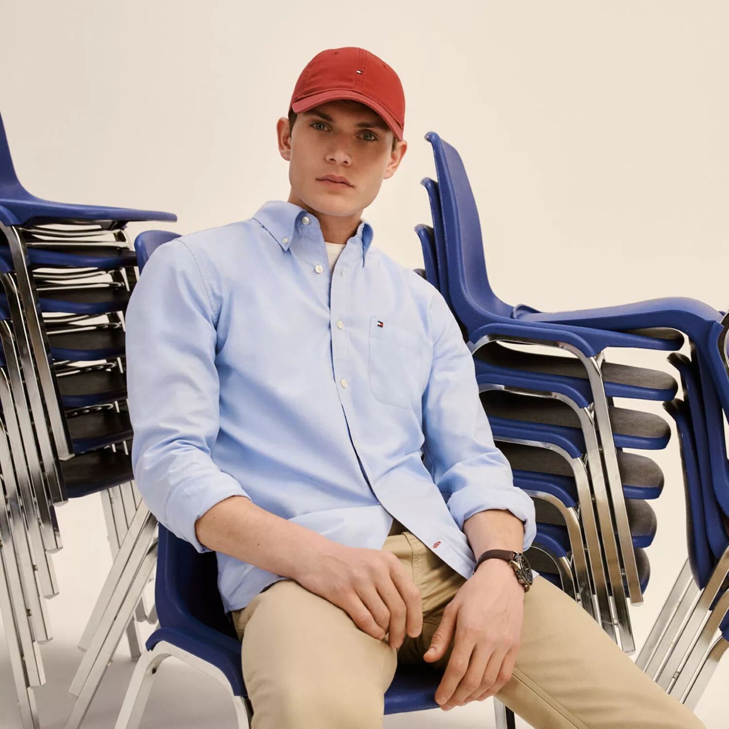 Мужская эластичная оксфордская рубашка Tommy Hilfiger Custom Fit Essential — фото 2