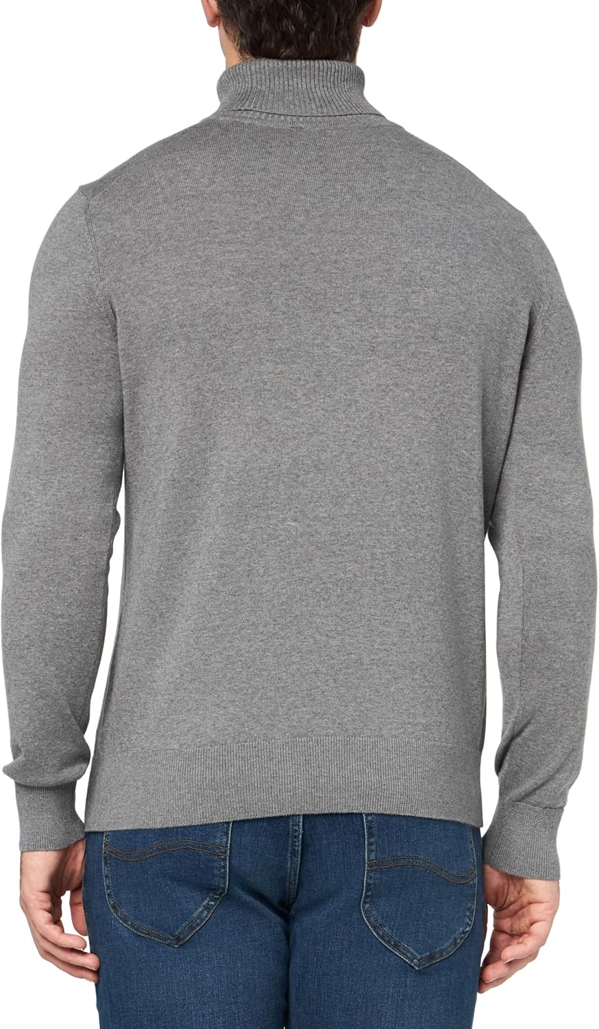 BOSS Мужской водолазка из хлопковой смеси с квадратным логотипом, Moonrock Grey — фото 2