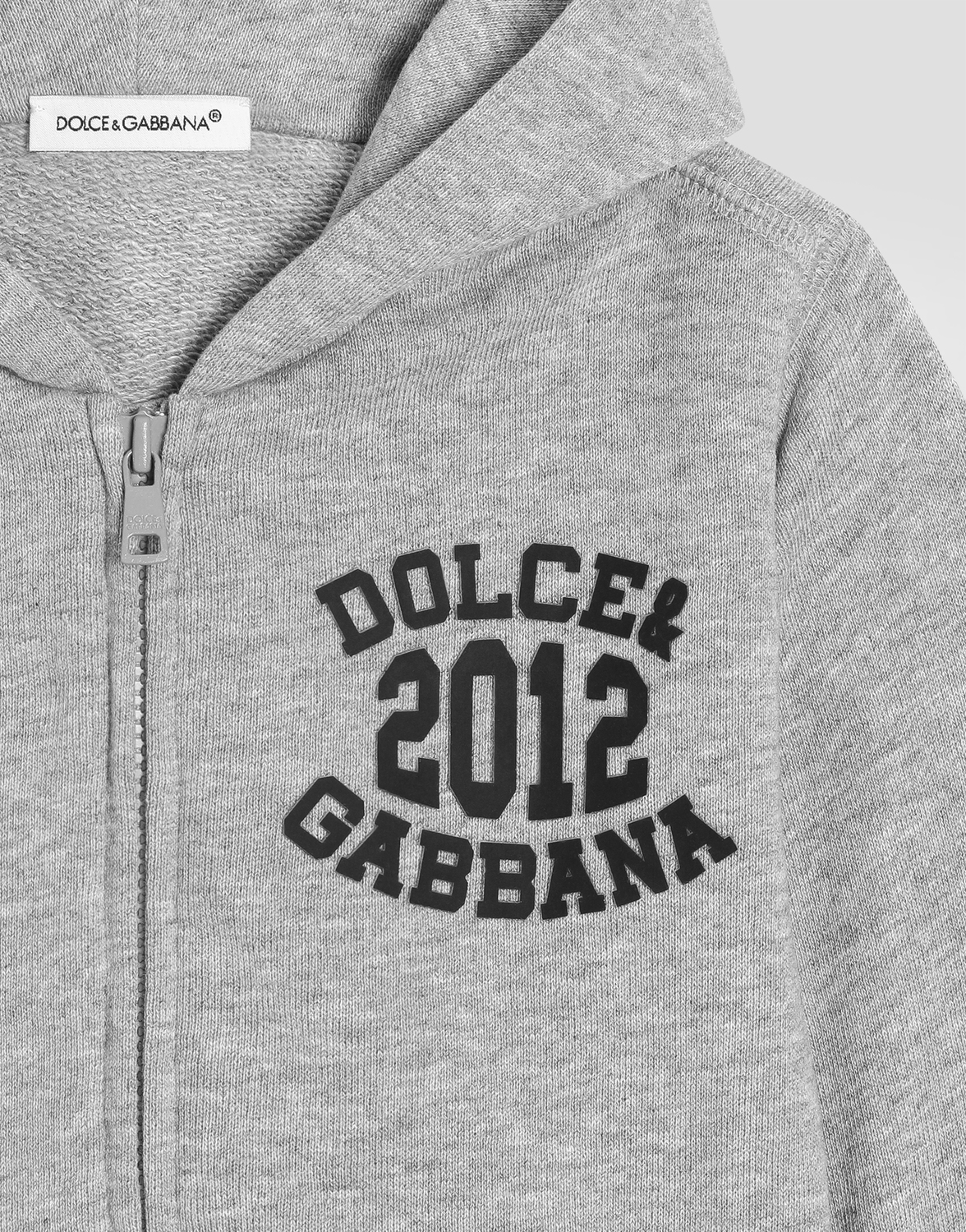 Флисовая толстовка с капюшоном и принтом Dolce&Gabbana, серый — фото 3