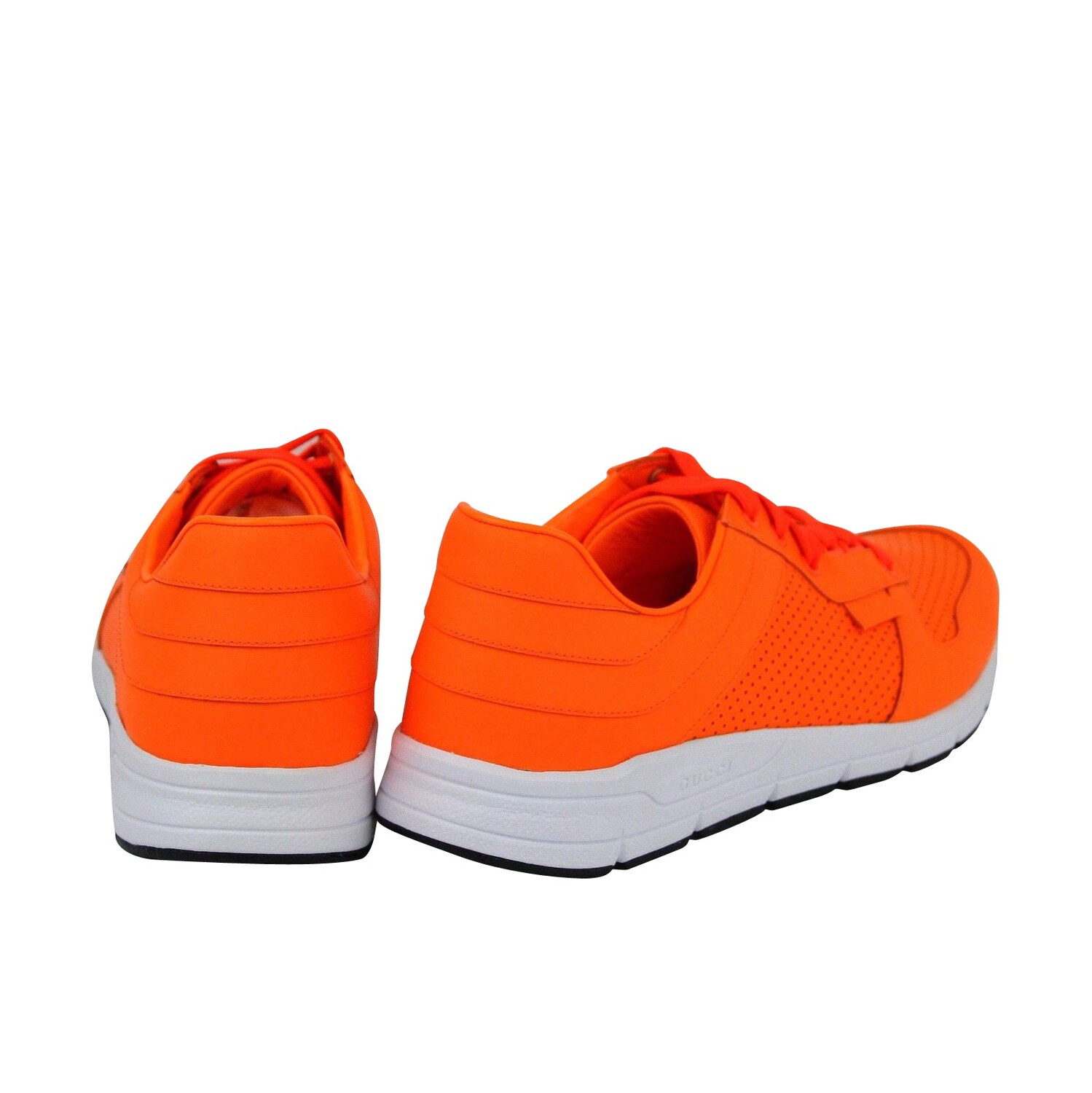 

Gucci Мужские неоновые кожаные кроссовки на шнуровке для бега, цвет Neon Orange