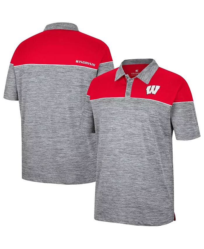 

Мужская рубашка-поло Wisconsin Badgers Birdie, серо-красная Colosseum