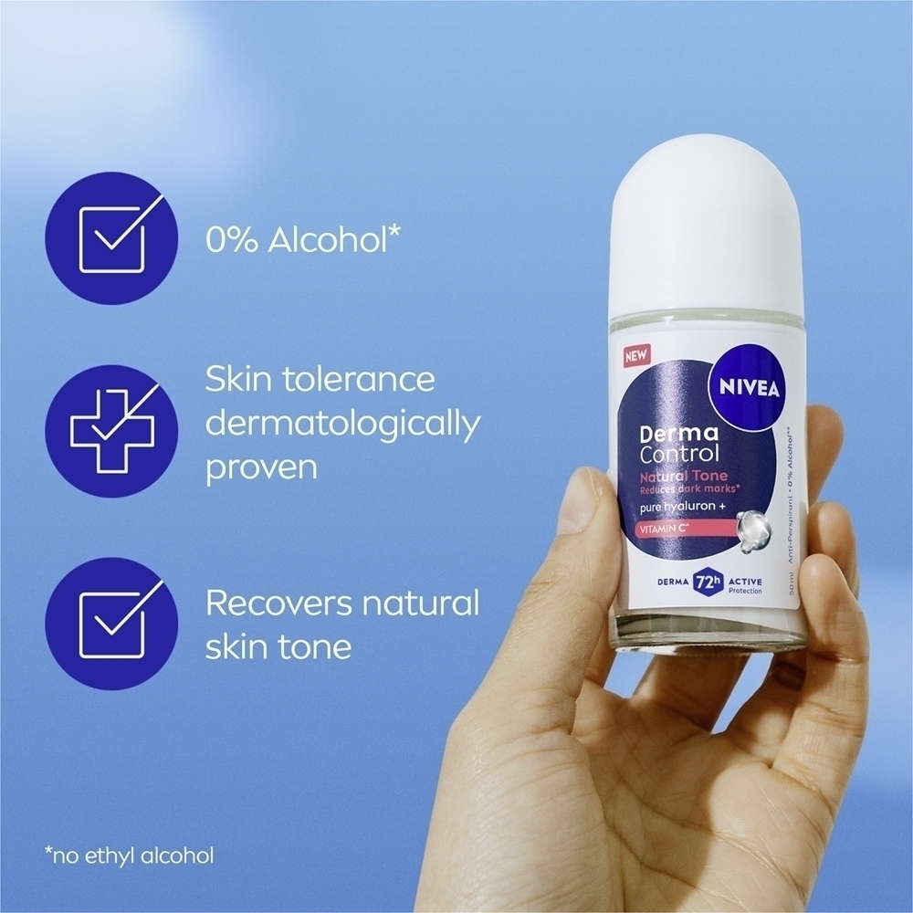Derma control natural tone роликовый антиперспирант для осветления темных пятен Nivea, 50 мл — фото 4