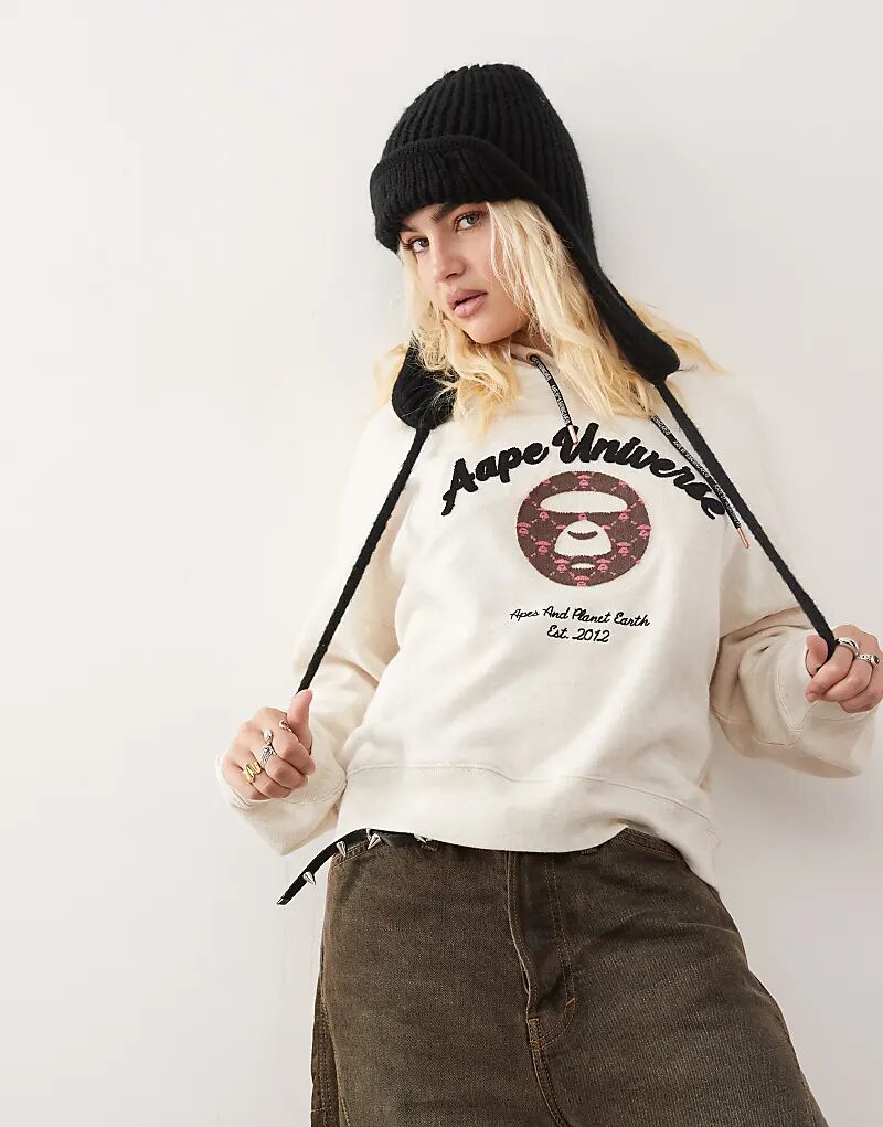 

Толстовка с капюшоном с логотипом Aape By A Bathing Ape цвета слоновой кости