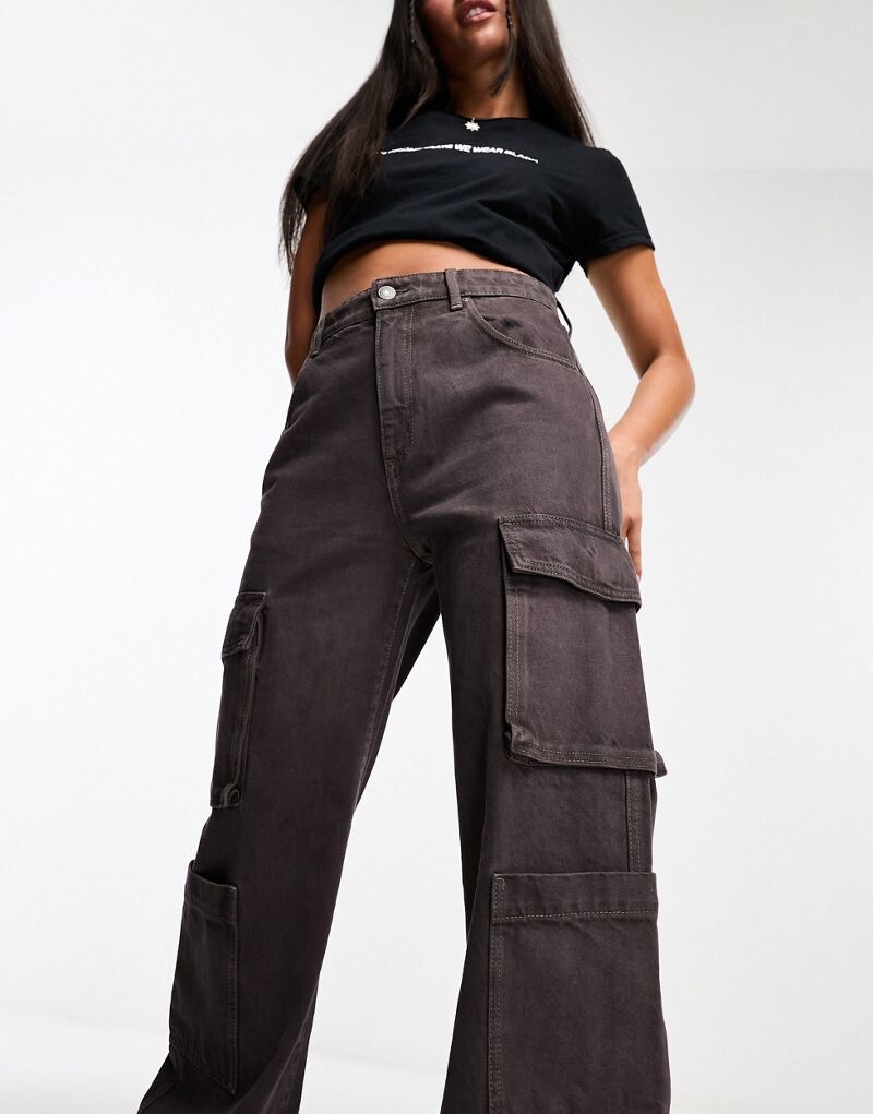 

Бордовые широкие джинсы-карго Cotton On Cotton:On