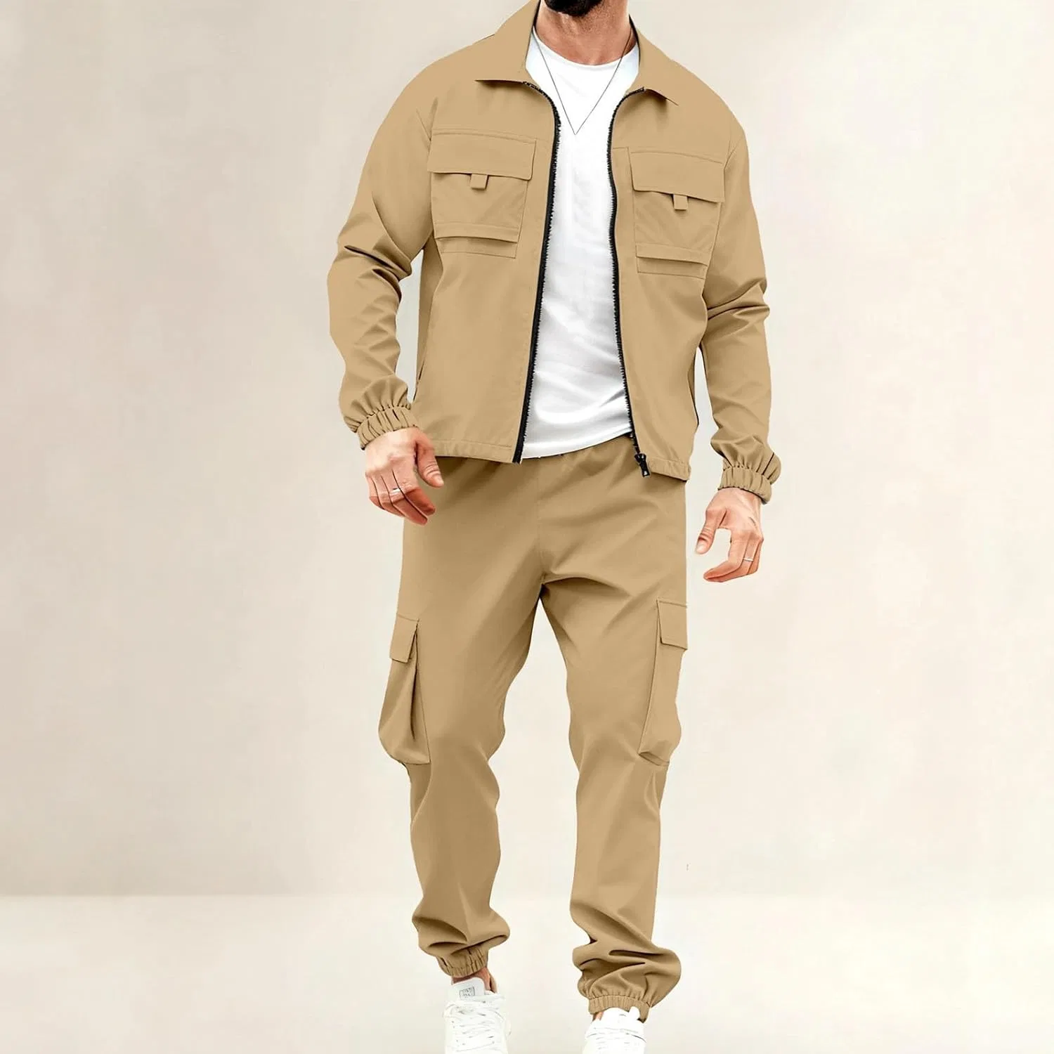 Спортивный костюм из 2 предметов, куртка и брюки, Ripstop Cotton, Khaki — фото 2