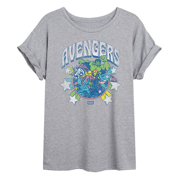 

Футболка Juniors' The Avengers Stars дистресс оверсайз Marvel, Heather Gray