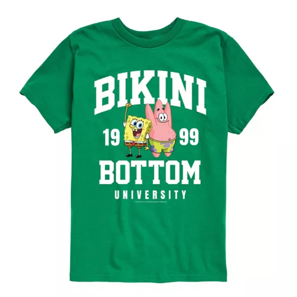 

Футболка с принтом SpongeBob Bikini Bottom University для мальчиков 8-20 лет Nickelodeon, цвет kelly green