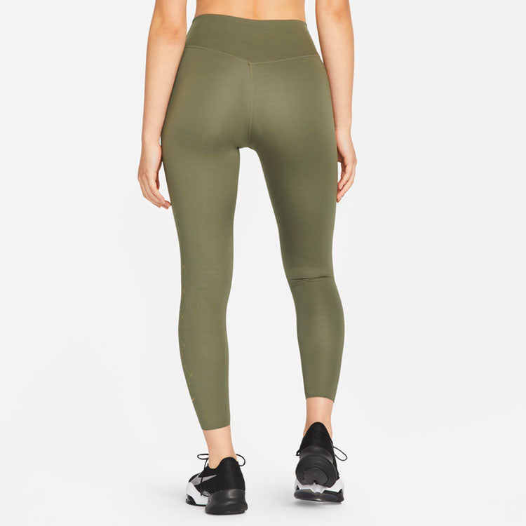 Брюки (WMNS) Nike Dri-FIT Side Pattern Printing Sports Training Quick Dry Tight Gym Pants/Trousers/Joggers Olive Green — фото 3