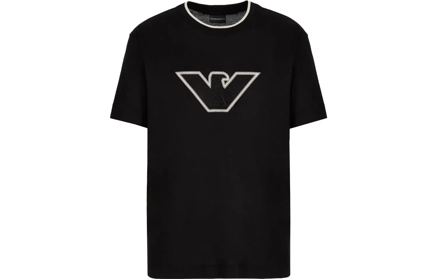 Футболка с круглым вырезом и вышитым логотипом EMPORIO ARMANI, Black