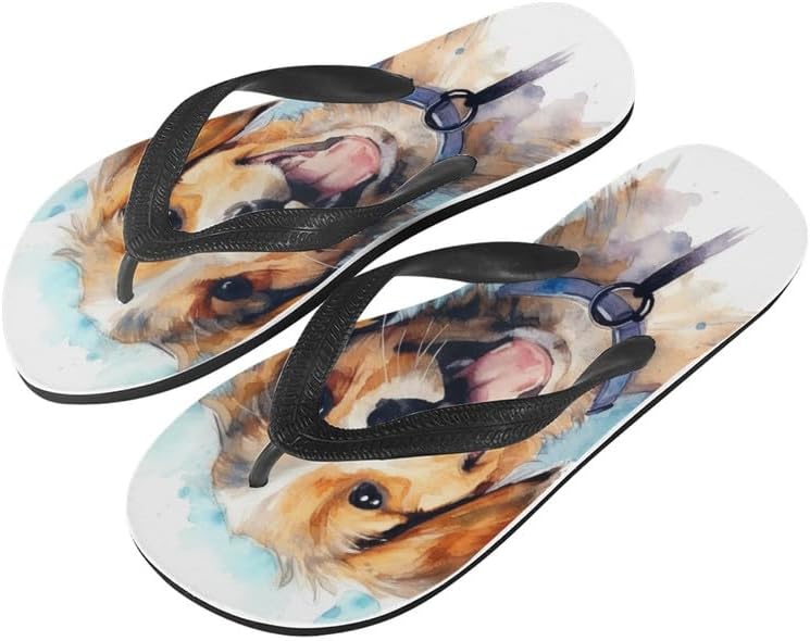 

Женские сандалии Semiouray с принтом граффити и бабочками, классические шлепанцы для пляжа, удобные шлепанцы, Watercolor Golden Retriever