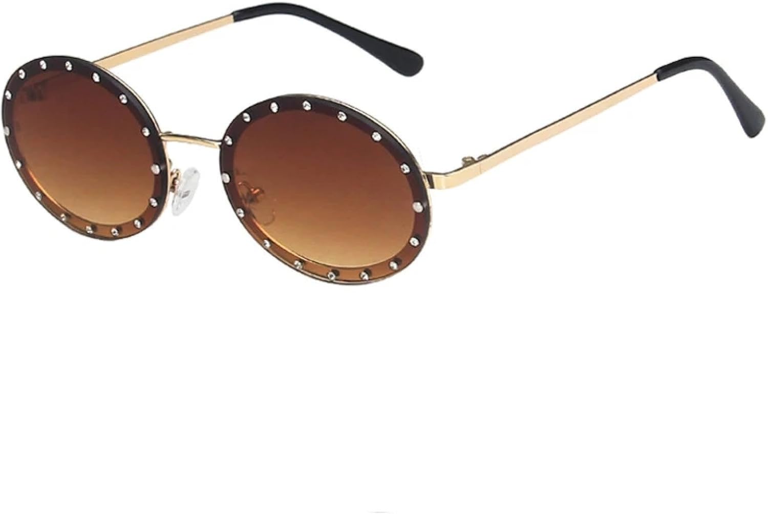 

Роскошные овальные солнцезащитные очки в металлической оправе с бриллиантовой отделкой, модные очки для мужчин и женщин, для активного отдыха, защита от УФ-излучения UV400, винтажные очки для женщин TKKTLLT, Gold Gradient Tea