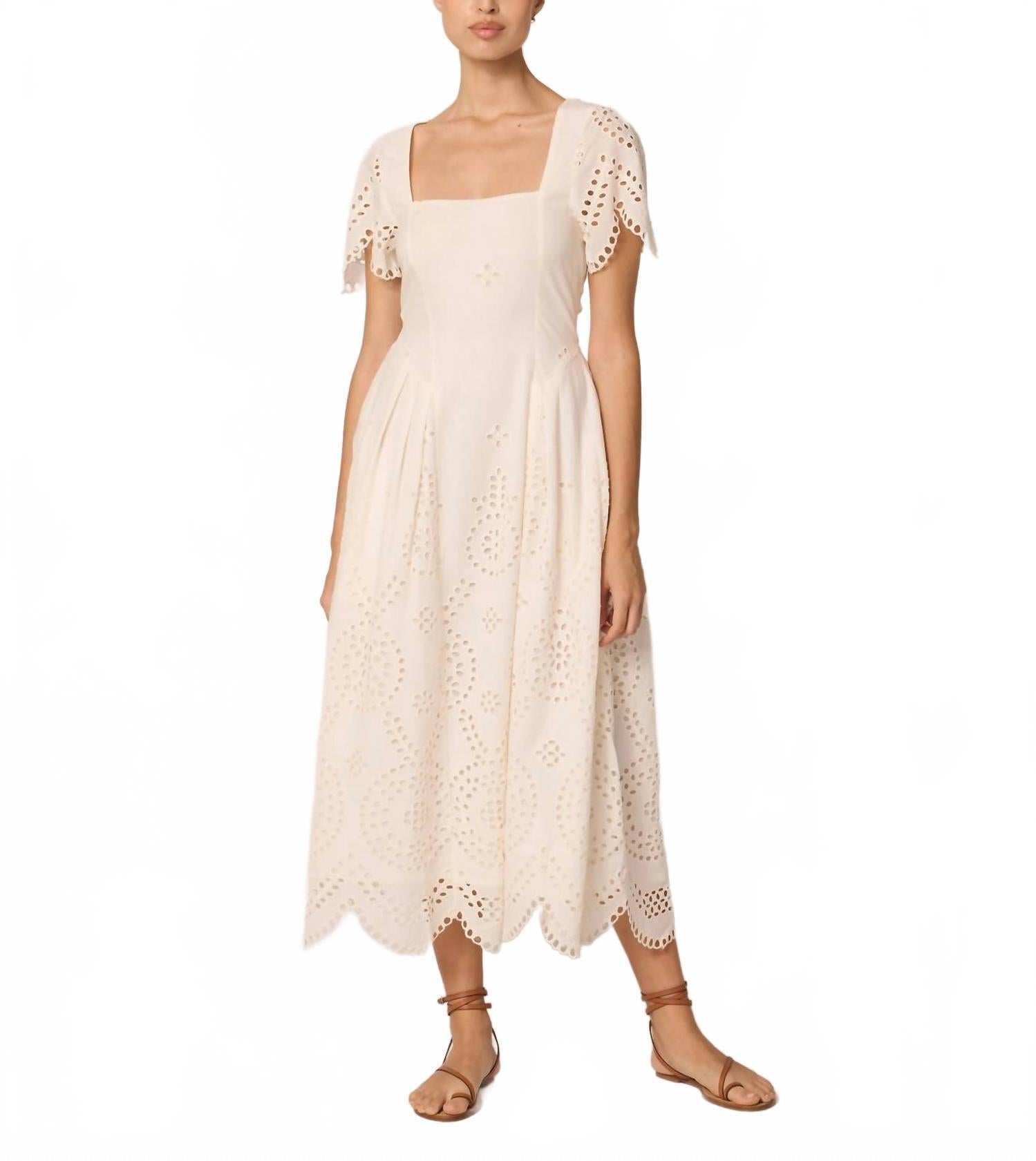 

Платье миди Yesenia цвета слоновой кости в ажурную клетку Cleobella