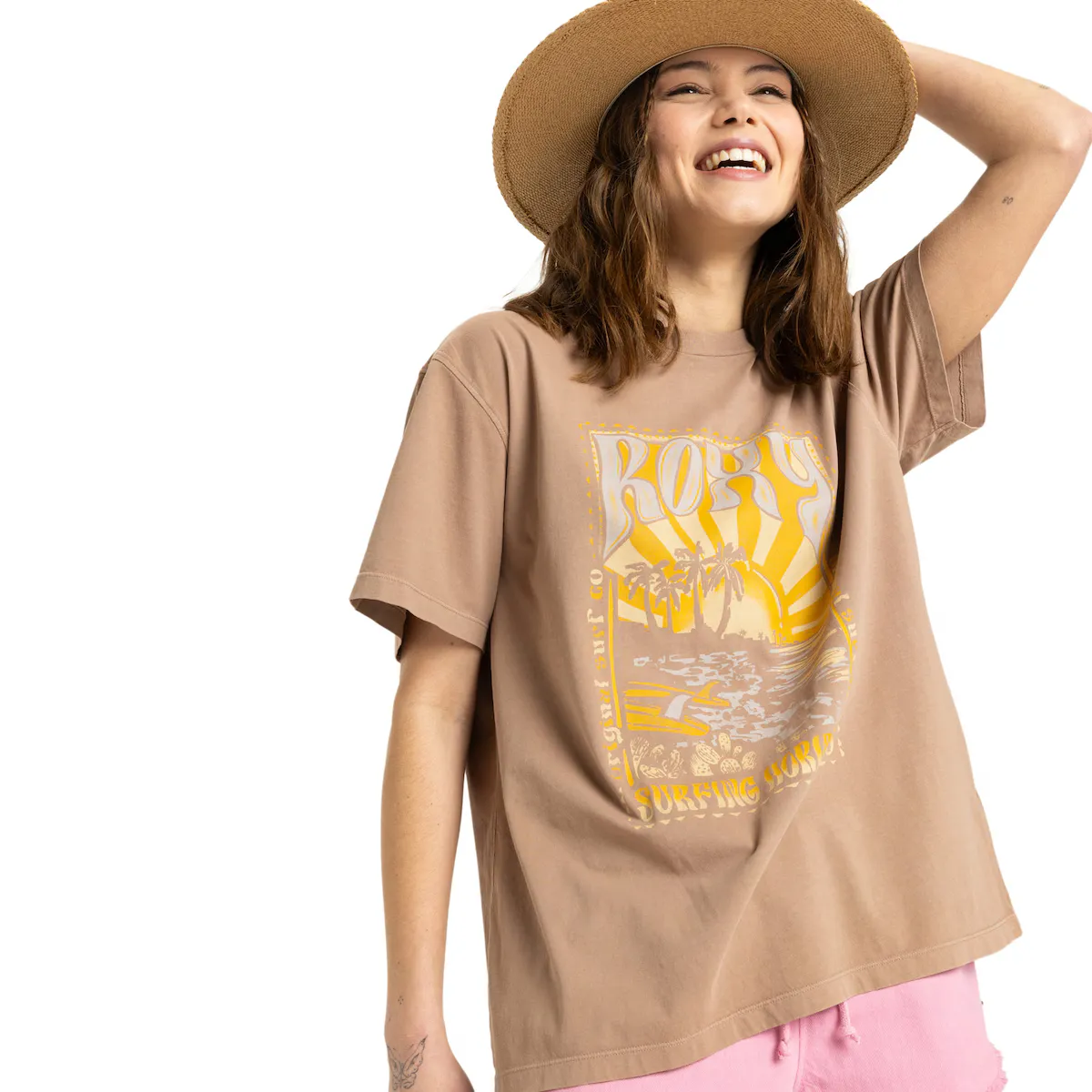 

Футболка женская Roxy Sunny oversize, коричневый